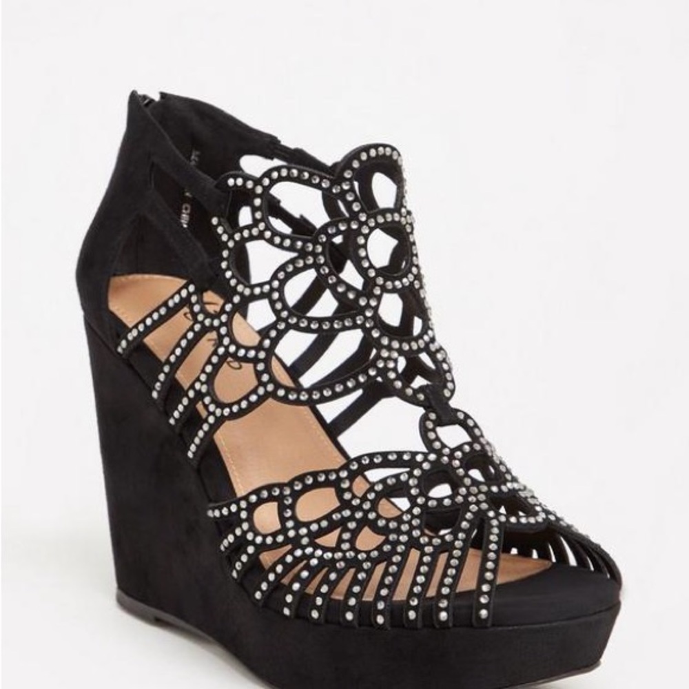 Torrid Black Rhinestone Wedge Sandals